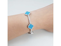 Armband met blauw klaver decoratief element en briljanten - afbeelding 2 van  9