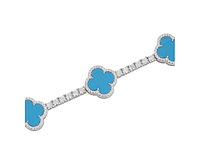 Armband met blauw klaver decoratief element en briljanten - afbeelding 6 van  9