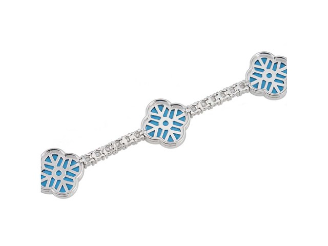 Armband met blauw klaver decoratief element en briljanten - afbeelding 7 van  9