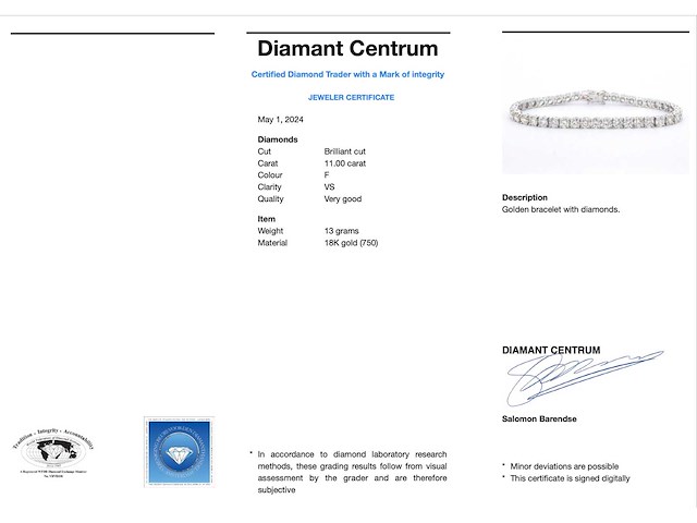 Armband met briljant geslepen diamanten 11.00 carat - afbeelding 3 van  5