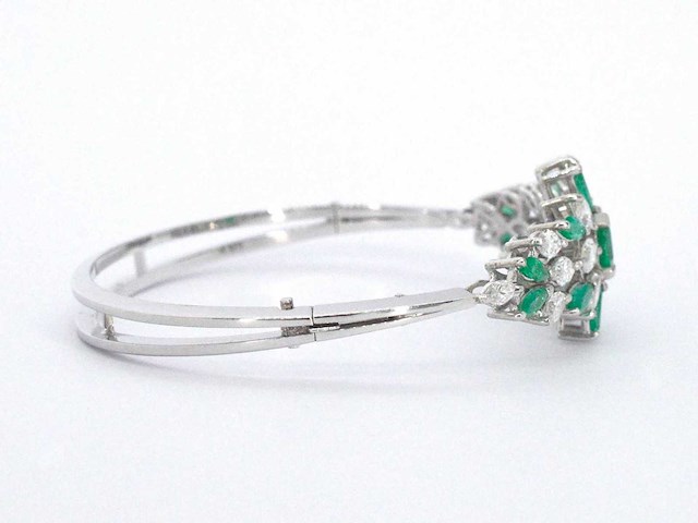 Armband met smaragden en marquise geslepen diamanten hoge kwaliteit - afbeelding 4 van  9