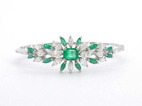 Armband met smaragden en marquise geslepen diamanten hoge kwaliteit - afbeelding 7 van  9