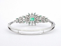 Armband met smaragden en marquise geslepen diamanten hoge kwaliteit - afbeelding 8 van  9