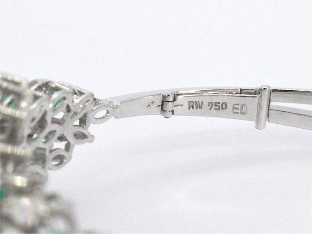 Armband met smaragden en marquise geslepen diamanten hoge kwaliteit - afbeelding 9 van  9