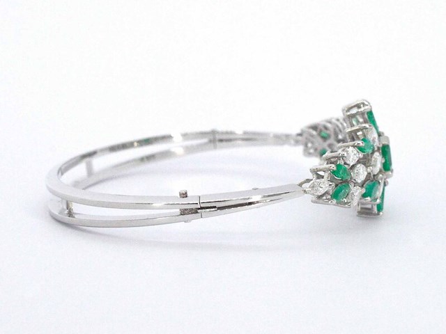 Armband met smaragden en marquise geslepen diamanten - afbeelding 4 van  10