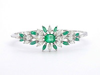 Armband met smaragden en marquise geslepen diamanten - afbeelding 7 van  10