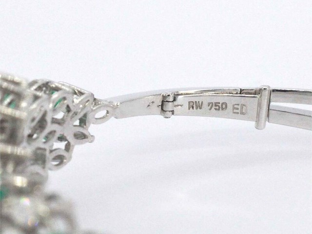 Armband met smaragden en marquise geslepen diamanten - afbeelding 9 van  10