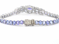 Armband volledig gezet met blauwe tanzanieten en natuurlijke diamanten - afbeelding 4 van  5