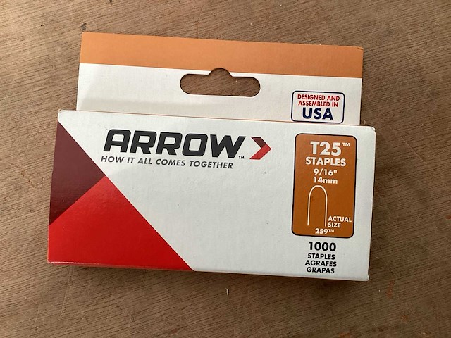 Arrow 9/16” t25 nieten, doos 1000 stuks (90x) - afbeelding 1 van  2