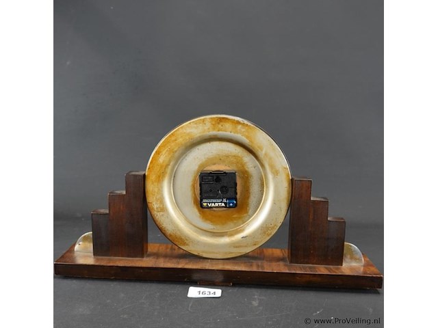 Art deco (1920-1930) palissander houten mantelklok in de stijl van de amsterdamse school - afbeelding 4 van  5