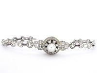 Art-deco armband met goud en platina, en natuurlijke diamanten en robijnen - afbeelding 5 van  9