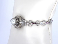 Art-deco armband met goud en platina, en natuurlijke diamanten en robijnen - afbeelding 3 van  9