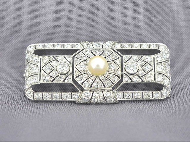 Art deco broche met diamanten hoge kwaliteit - afbeelding 1 van  9