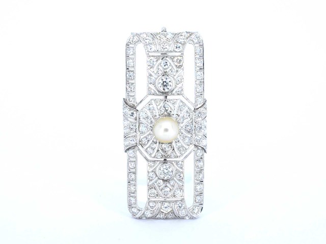 Art deco broche met diamanten hoge kwaliteit - afbeelding 2 van  9