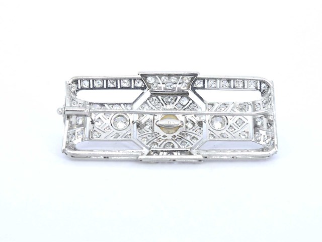 Art deco broche met diamanten hoge kwaliteit - afbeelding 7 van  9