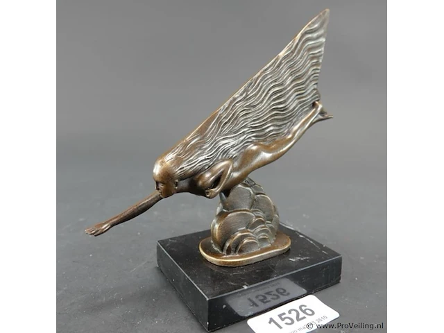 Art deco-bronzen sculptuur genaamd 'la comète' (de komeet), naar het ontworpen werk van de franse kunstenaar maurice guiraud-rivière. - afbeelding 1 van  5