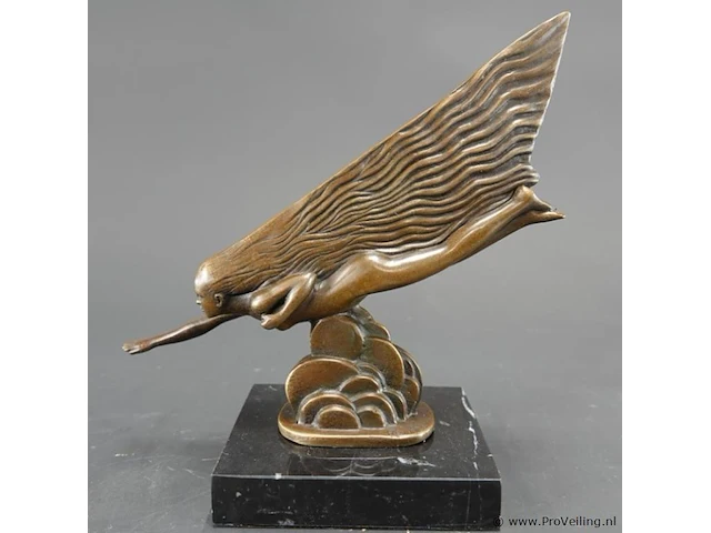 Art deco-bronzen sculptuur genaamd 'la comète' (de komeet), naar het ontworpen werk van de franse kunstenaar maurice guiraud-rivière. - afbeelding 2 van  5