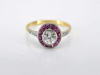 Art deco gouden ring diamant robijn - afbeelding 3 van  6