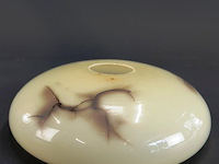 Art deco lampenkap in marmoriserend glas in geel- en bruintinten. - afbeelding 1 van  5