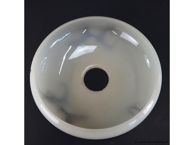 Art deco lampenkap in marmoriserend glas in geel- en bruintinten. - afbeelding 5 van  5