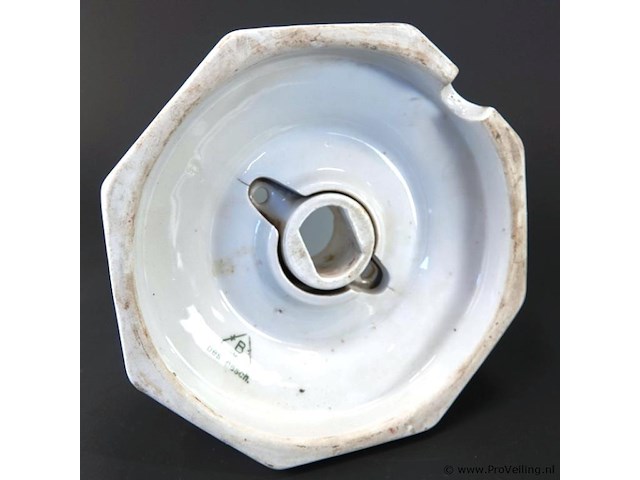 Art deco plafondlamp vervaardigd in duitsland rond de jaren 20. porselein met opaline - afbeelding 5 van  6