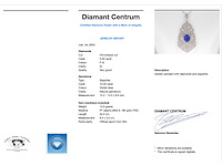 Art deco platina ketting met diamant en onbehandelde saffier - afbeelding 3 van  10