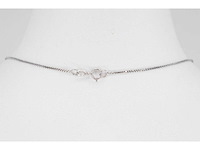 Art deco platina ketting met diamant en onbehandelde saffier - afbeelding 9 van  10