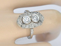 Art deco platina ring met diamant - afbeelding 9 van  10