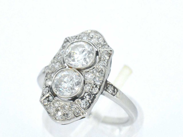 Art deco platina ring met diamant - afbeelding 3 van  10
