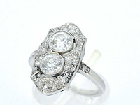 Art deco platina ring met diamant - afbeelding 3 van  10