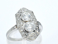 Art deco platina ring met diamant - afbeelding 4 van  10