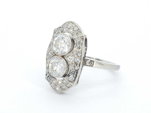 Art deco platina ring met diamant - afbeelding 8 van  10