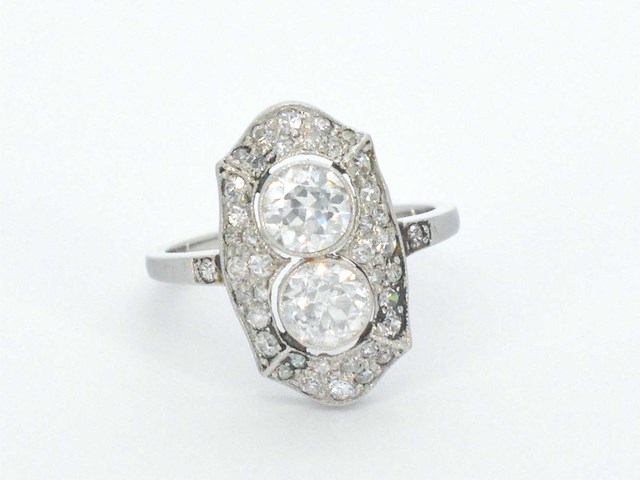 Art deco platina ring met diamant - afbeelding 8 van  10