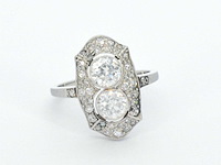 Art deco platina ring met diamant - afbeelding 8 van  10