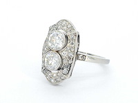 Art deco platina ring met diamant - afbeelding 10 van  10