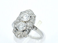 Art deco platina ring met diamant - afbeelding 5 van  11