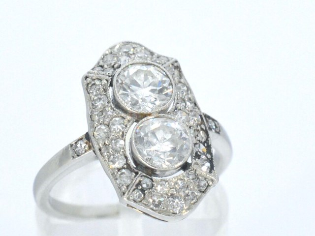 Art deco platina ring met diamant - afbeelding 6 van  11