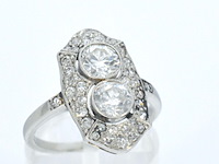 Art deco platina ring met diamant - afbeelding 6 van  11