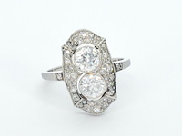 Art deco platina ring met diamant - afbeelding 8 van  11
