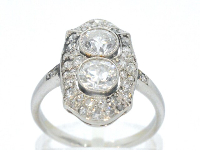 Art deco platina ring met diamant - afbeelding 11 van  11