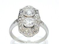 Art deco platina ring met diamant - afbeelding 11 van  11