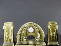 Art deco porseleinen schouwstel van faience - afbeelding 1 van  5