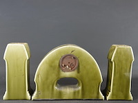 Art deco porseleinen schouwstel van faience - afbeelding 4 van  5