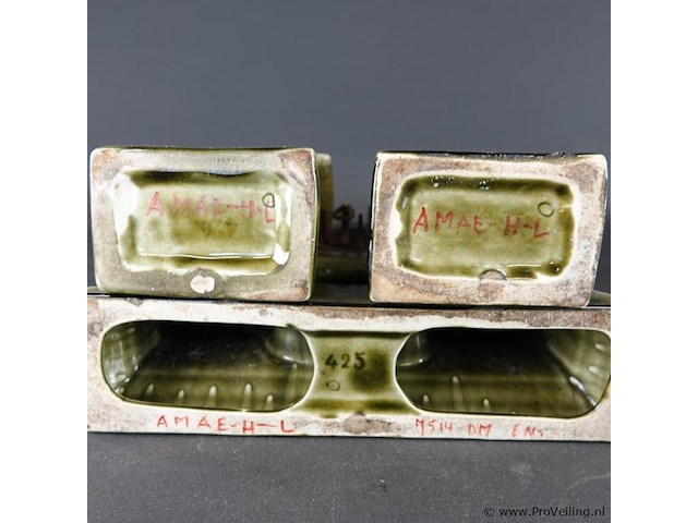 Art deco porseleinen schouwstel van faience - afbeelding 5 van  5