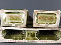 Art deco porseleinen schouwstel van faience - afbeelding 5 van  5