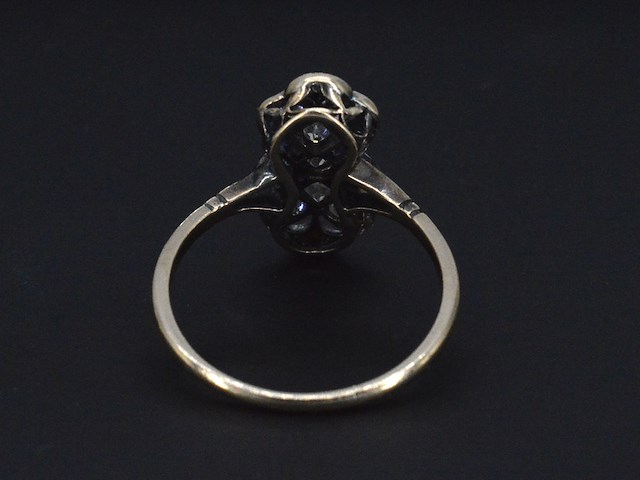 Art deco ring met diamant en saffieren - afbeelding 4 van  6