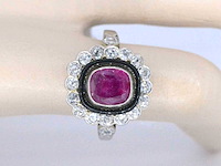 Art deco ring met diamanten en robijn - afbeelding 2 van  9