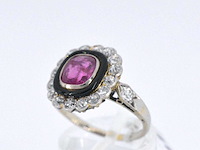 Art deco ring met diamanten en robijn - afbeelding 4 van  9