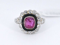 Art deco ring met diamanten en robijn - afbeelding 7 van  9
