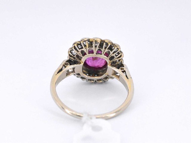 Art deco ring met diamanten en robijn - afbeelding 8 van  9